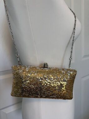 Boho Y2K Metallic Gold Sequin Clutch Shoulder purse festival evening bag wedding